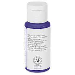 Utrecht Fluid Acrylics - Dioxazine Purple, 1 oz bottle, back of bottle