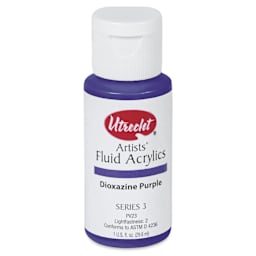 Utrecht Fluid Acrylics - Dioxazine Purple, 1 oz bottle, front of bottle