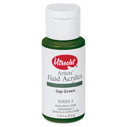 Utrecht Fluid Acrylics - Sap Green, 1 oz bottle