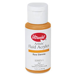 Utrecht Fluid Acrylics - Raw Sienna, 1 oz bottle