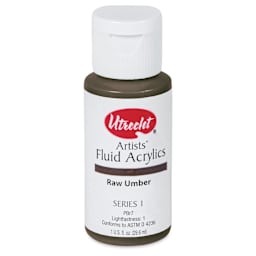 Utrecht Fluid Acrylics - Raw Umber, 1 oz bottle