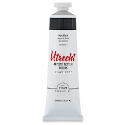 Utrecht Artists' Acrylic Paint - Mars Black, 2 oz tube