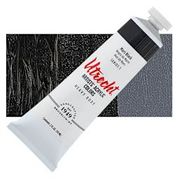 Utrecht Artists' Acrylic Paint - Mars Black, 2 oz tube and swatch