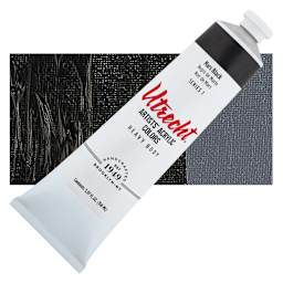 Utrecht Artists' Acrylic Paint - Mars Black, 5 oz tube and swatch