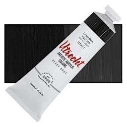Utrecht Artists' Acrylic Paint - Carbon Black, 2 oz tube and swatch