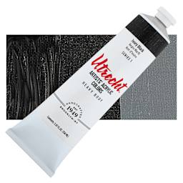 Utrecht Artists' Acrylic Paint - Ivory Black, 5 oz tube and swatch