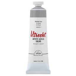 Utrecht Artists' Acrylic Paint - Medium Gray, 2 oz tube