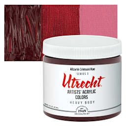 Utrecht Artists' Acrylic Paint - Alizarin Crimson Hue, Pint and swatch