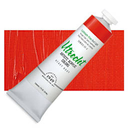 Utrecht Artists' Acrylic Paint - Cadmium-Free Red Light 20 oz tube and swatch