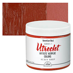 Utrecht Artists' Acrylic Paint - Venetian Red, Pint and swatch