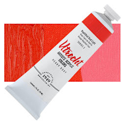 Utrecht Artists' Acrylic Paint - Naphthol Red Light, 2 oz tube and swatch