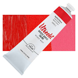 Utrecht Artists' Acrylic Paint - Naphthol Crimson, 5 oz tube and swatch