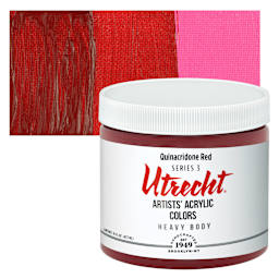 Utrecht Artists' Acrylic Paint - Quinacridone Red, Pint and swatch