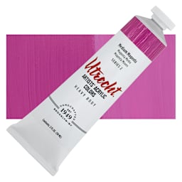 Utrecht Artists' Acrylic Paint - Medium Magenta, 2 oz tube and swatch