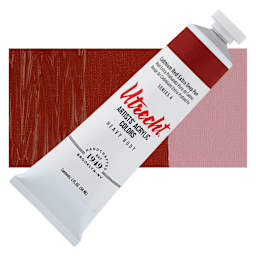 Utrecht Artists' Acrylic Paint - Cadmium Red Extra Deep, 2 oz tube and swatch