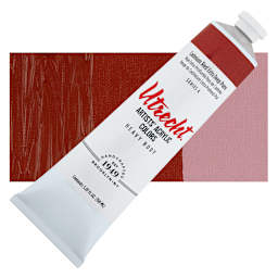 Utrecht Artists' Acrylic Paint - Cadmium Red Extra Deep, 5 oz tube and swatch