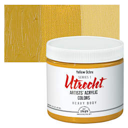 Utrecht Artists' Acrylic Paint - Yellow Ochre, Pint and swatch