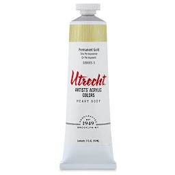 Utrecht Artists' Acrylic Paint - Permanent Gold, 2 oz tube