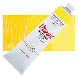 Utrecht Artists' Acrylic Paint - Cadmium Yellow Light Pure, 5 oz tube and swatch