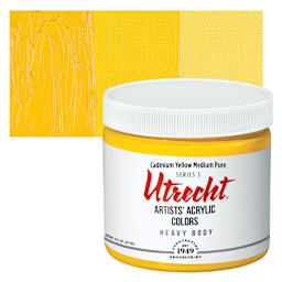 Utrecht Artists' Acrylic Paint - Cadmium Yellow Medium Pure, Pint and swatch