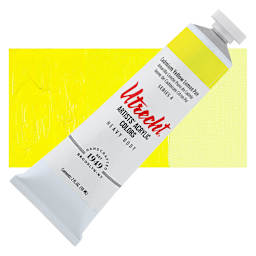 Utrecht Artists' Acrylic Paint - Cadmium Yellow Lemon Pure, 2 oz tube and swatch