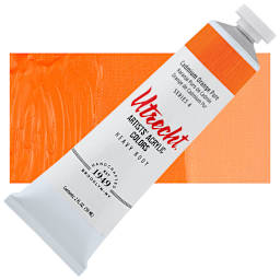 Utrecht Artists' Acrylic Paint - Cadmium Orange Pure, 2 oz tube and swatch