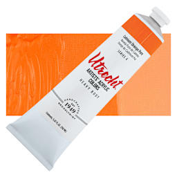 Utrecht Artists' Acrylic Paint - Cadmium Orange Pure, 5 oz tube and swatch