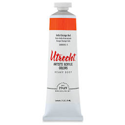 Utrecht Artists' Acrylic Paint - Indo Orange Red, 2 oz tube