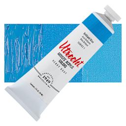 Utrecht Artists' Acrylic Paint - Brilliant Blue, 2 oz tube and swatch