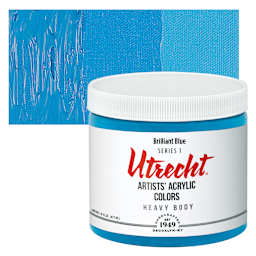 Utrecht Artists' Acrylic Paint - Brilliant Blue, Pint and swatch
