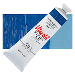 Utrecht Artists' Acrylic Paint - Cerulean Blue Chromium, 2 oz tube and swatch