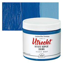 Utrecht Artists' Acrylic Paint - Cerulean Blue Chromium, Pint and swatch