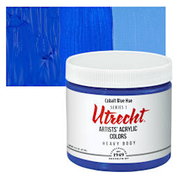 Utrecht Artists' Acrylic Paint - Cobalt Blue Hue, Pint and swatch