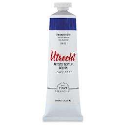 Utrecht Artists' Acrylic Paint - Ultramarine Blue, 2 oz Tube.