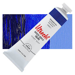 Utrecht Artists' Acrylic Paint - Ultramarine Blue, 2 oz tube and swatch