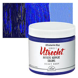 Utrecht Artists' Acrylic Paint - Ultramarine Blue, Pint and swatch