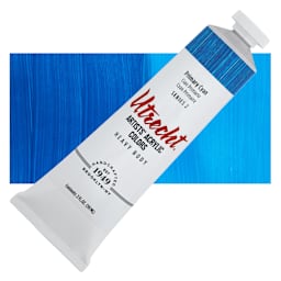 Utrecht Artists' Acrylic Paint - Primary Cyan, 2 oz tube and swatch