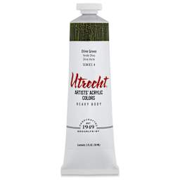 Utrecht Artists' Acrylic Paint - Olive Green, 2 oz tube