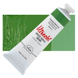 Utrecht Artists' Acrylic Paint - Chromium Oxide Green, 2 oz tube and swatch