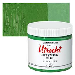 Utrecht Artists' Acrylic Paint - Chromium Oxide Green, Pint and swatch