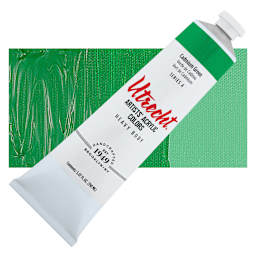 Utrecht Artists' Acrylic Paint - Cadmium Green, 5 oz tube and swatch