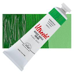 Utrecht Artists' Acrylic Paint - Brilliant Green, 2 oz tube and swatch