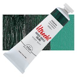 Utrecht Artists' Acrylic Paint - Viridian Hue, 2 oz tube and swatch