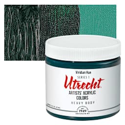 Utrecht Artists' Acrylic Paint - Viridian Hue, Pint and swatch