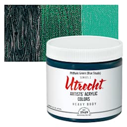 Utrecht Artists' Acrylic Paint - Phthalo Green (Blue Shade), Pint and swatch