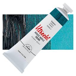 Utrecht Artists' Acrylic Paint - Turquoise, 2 oz tube and swatch