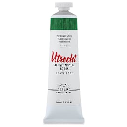 Utrecht Artists' Acrylic Paint - Permanent Green, 2 oz tube