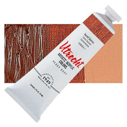 Utrecht Artists' Acrylic Paint - Burnt Sienna, 2 oz tube and swatch
