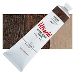 Utrecht Artists' Acrylic Paint - Burnt Umber, 5 oz tube and swatch