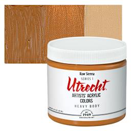 Utrecht Artists' Acrylic Paint - Raw Sienna, Pint and swatch